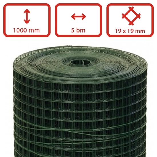Obrázek z Svařovaná síť Zn + PVC oko 19 x 19 mm, role 5 m, výška 1000 mm