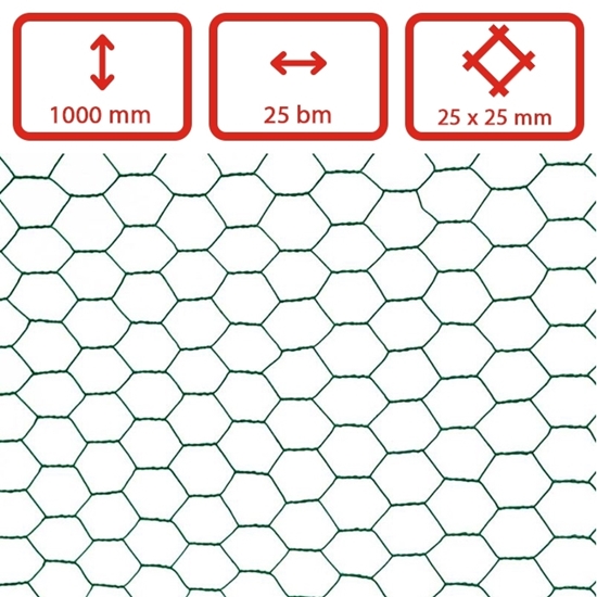 Obrázek z Šestihranné chovatelské pletivo pozinkované a poplastované oko 25 mm